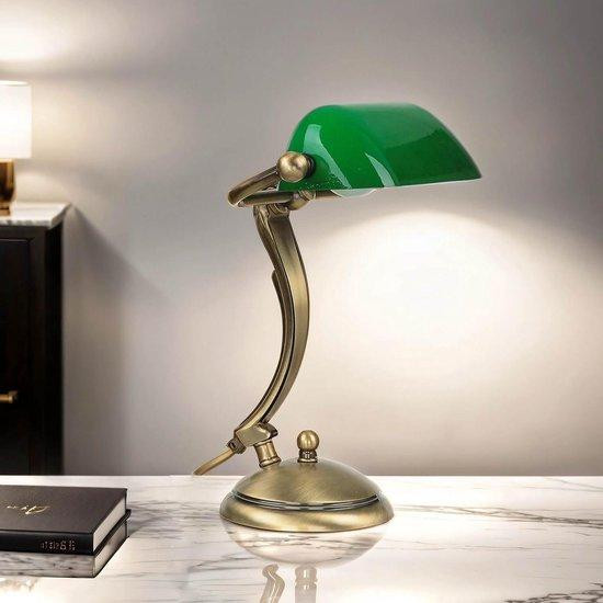Bankierslamp Messing Glas Gebronsd Groen - Art Nouveau Kantoorlamp - H: 285 cm