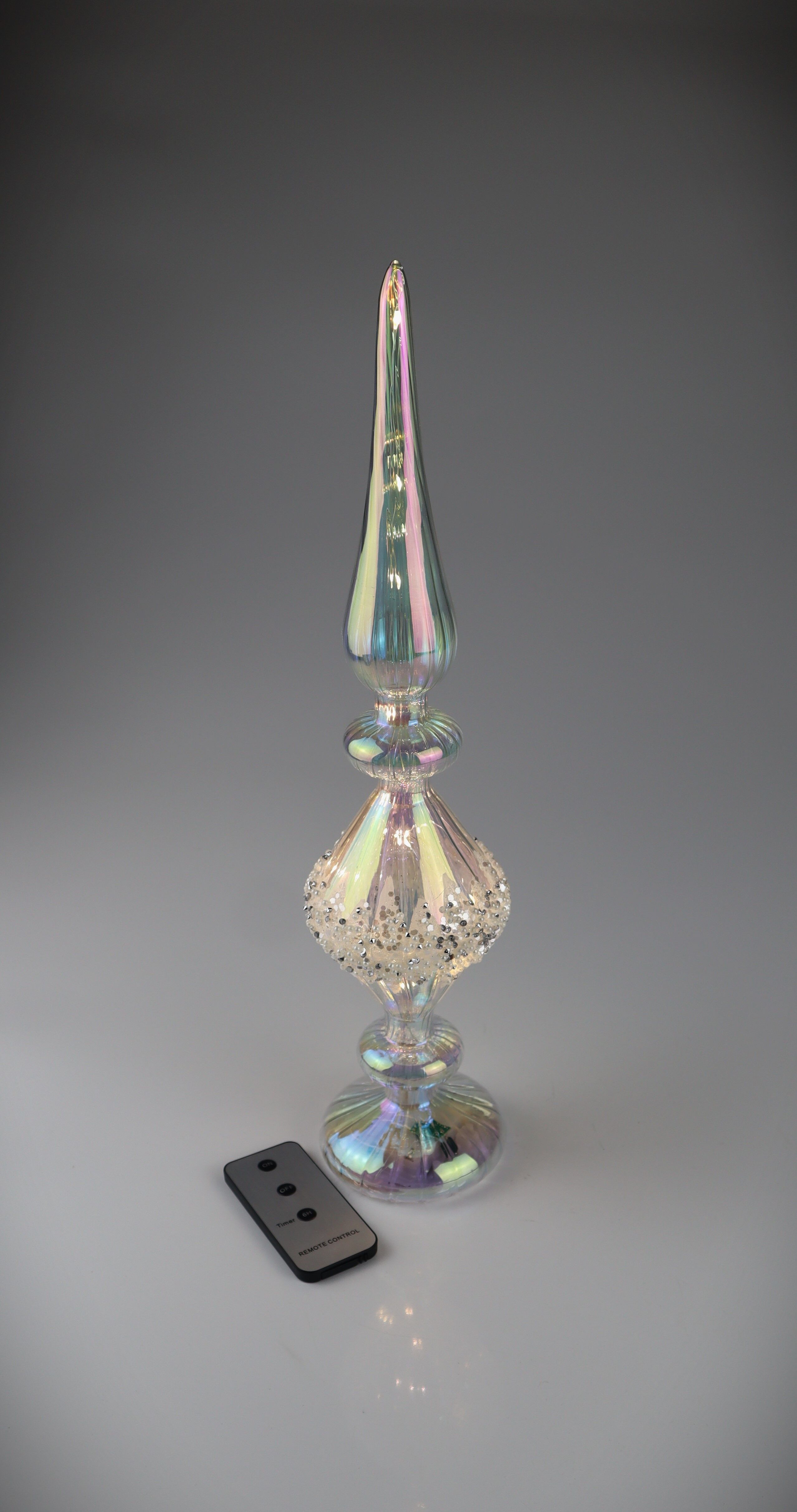LED Dekoobjekt AM DESIGN "Glas-Zapfen irisierend, 20 Lichter", transparent (irisierend), H:49cm L:11cm, Leuchten, LED Dekoobjekt, 11x49 cm irisierend H: 49cm