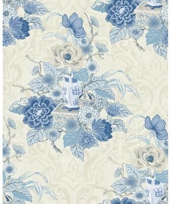 Seabrook Designs Koi Dynasty Floral Unpasted Wallpaper