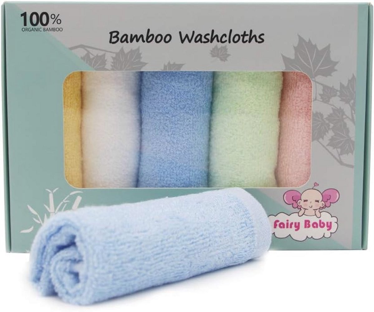 Set van 5 biologische bamboe babywashandjes - Herbruikbare, zachte en antibacteriële doeken