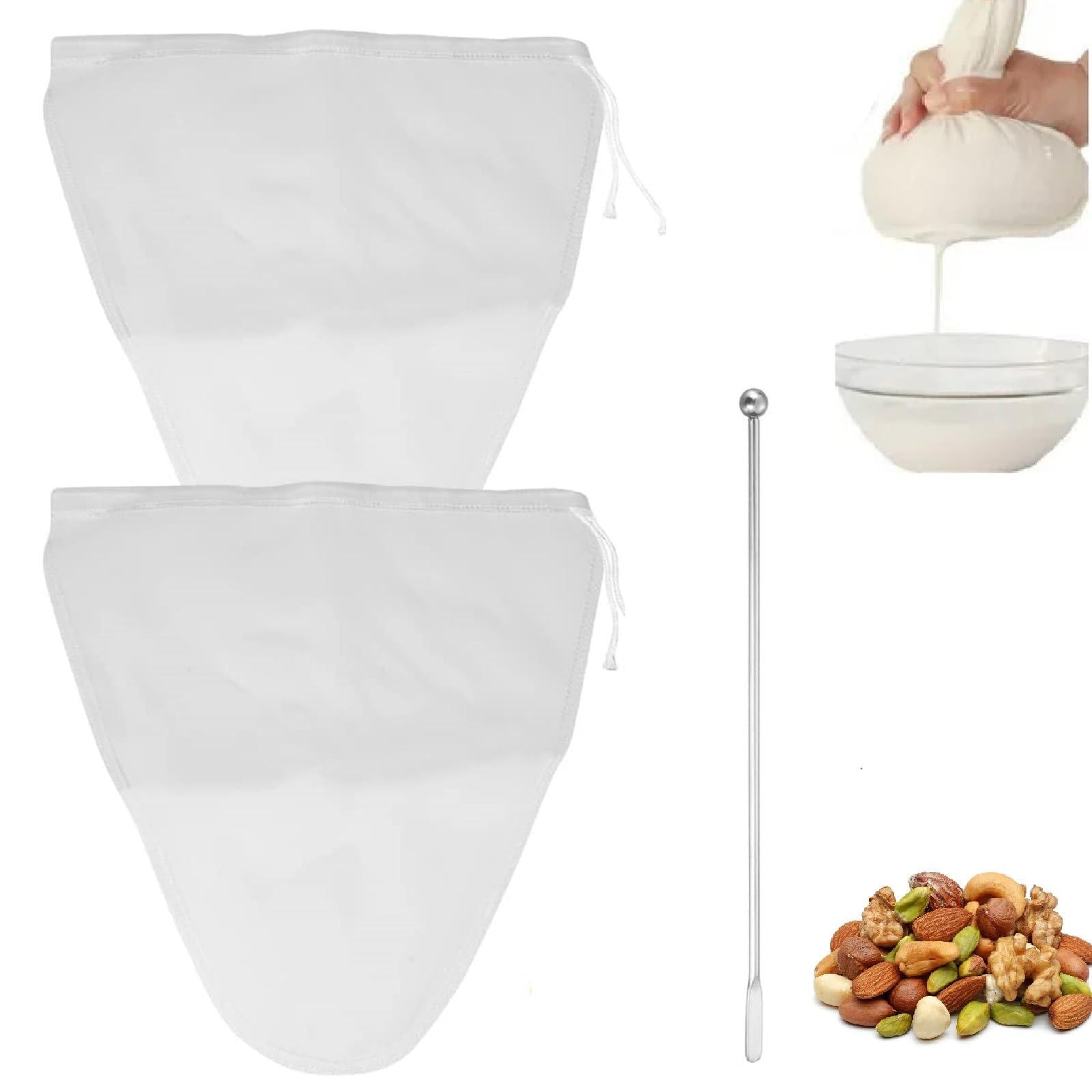 Dripio Herbruikbare Nylon Filterzakken voor Amandeldrink, 2 stuks, 30 x 30 cm