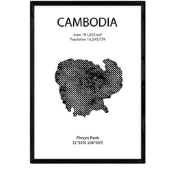 POSTER Länder & Kontinente Kambodscha A4 Rahmenlos