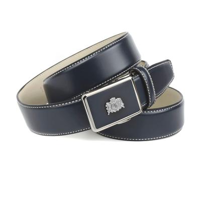 Ledergürtel ANTHONI CROWN, Herren, Gr. 85, blau (dunkelblau), Leder, unifarben, Gürtel Ledergürtel, in dunkelblau mit Kontrast Stitching in weiß
