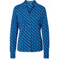 Tchibo - Blusenshirt mit Knopfleiste - Damen - Gr. M - blau/print