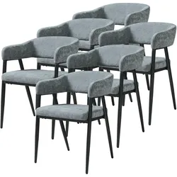 En.Casa, Stühle, Esszimmerstuhl Kohlmand 6er Set Dunkelgrau (6x)