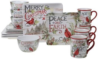 Certified International Evergreen Christmas 16-piece Dinnerware, Service for 4