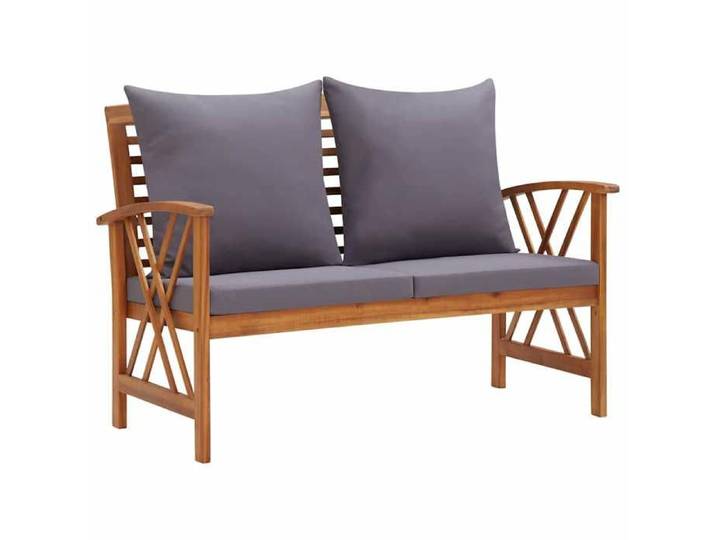 Moderne Banc de jardin Anti UV - avec coussins - 119 cm - Bois - solide d'acacia - Banc Exterieur @FR 1807
