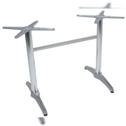 DELUKE Tischgestell LARA Doppelwangen Aluminium Silber 72x60x102cm Tischuntergestell Tischbeine