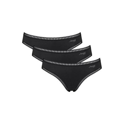 Slip SLOGGI "Slip GO Crush Mini C3P 3er Pack", Damen, Gr. S, schwarz, Obermaterial: 95% Baumwolle CO. 5% Elasthan EL., Unterhosen Slip