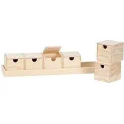 Sortierboxen mit Tablett aus Holz, 50,8 cm, 6 Boxen