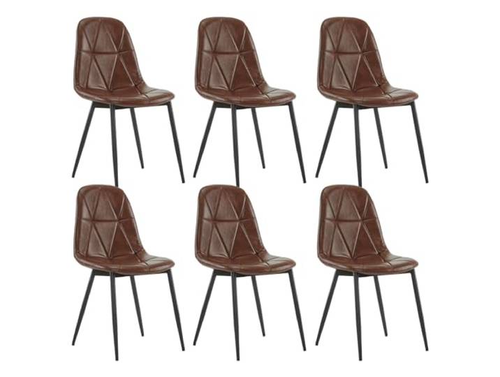Lestarain Esszimmerstühle 6er Set Kunstleder Braun Ergonomisch Metallbeine Rückenlehne Gepolstert Für Küche
