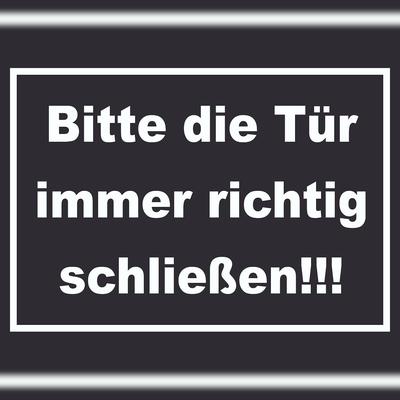 HB-Druck Schild Bitte die Tür immer richtig weiss-schwarz A5 Rückseite selbstklebend
