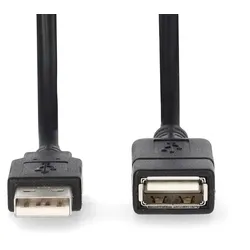 Nedis USB-Kabel - USB 2.0 - USB-A Stecker - USB-A Buchse - 480 Mbps - Vernickelt - 3.00 m - Rund - PVC - Schwarz - Box