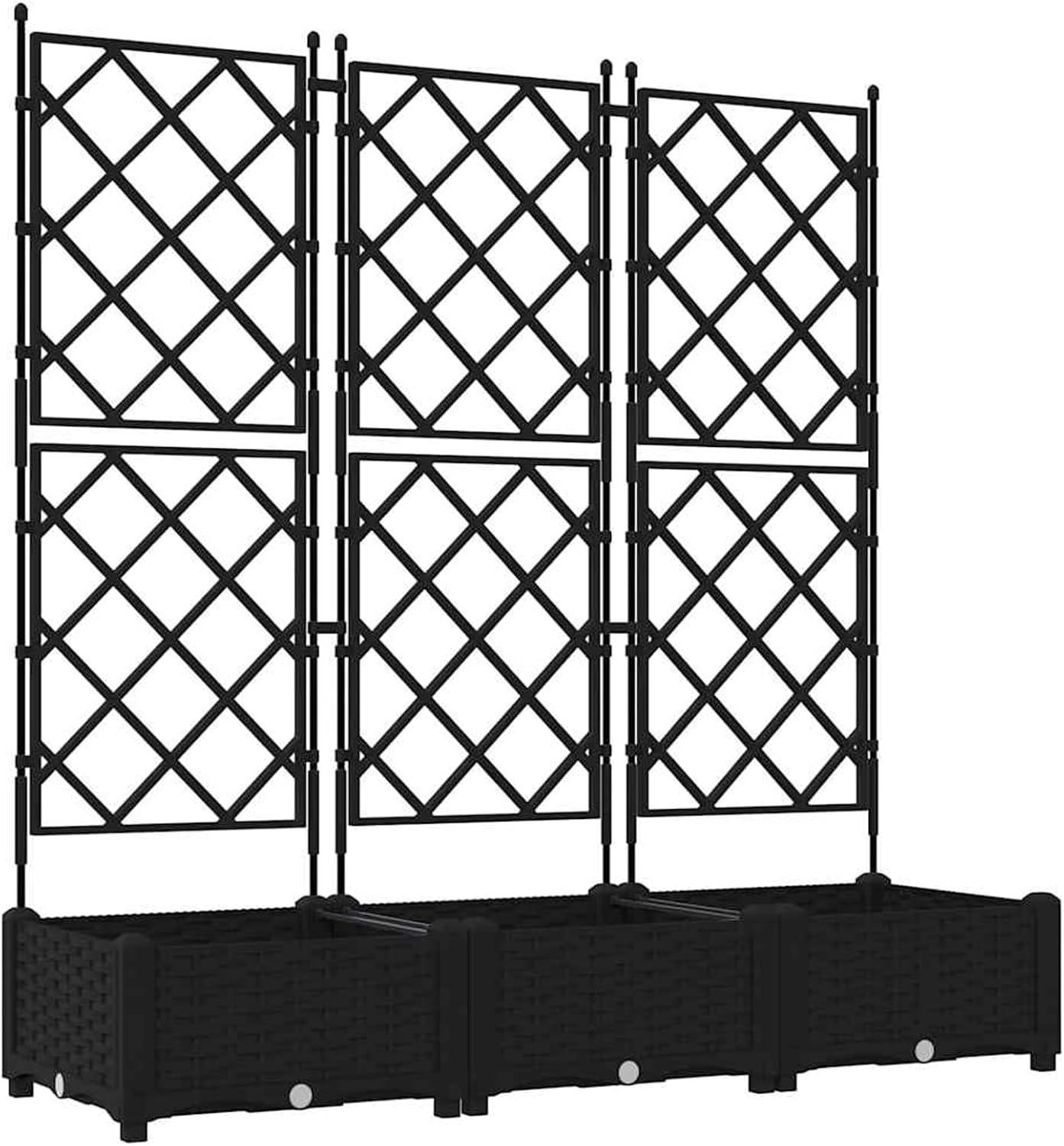Schwarzer Gartenpflanzer aus Kunststoff 120x40x125,5cm für Terrasse und Garten