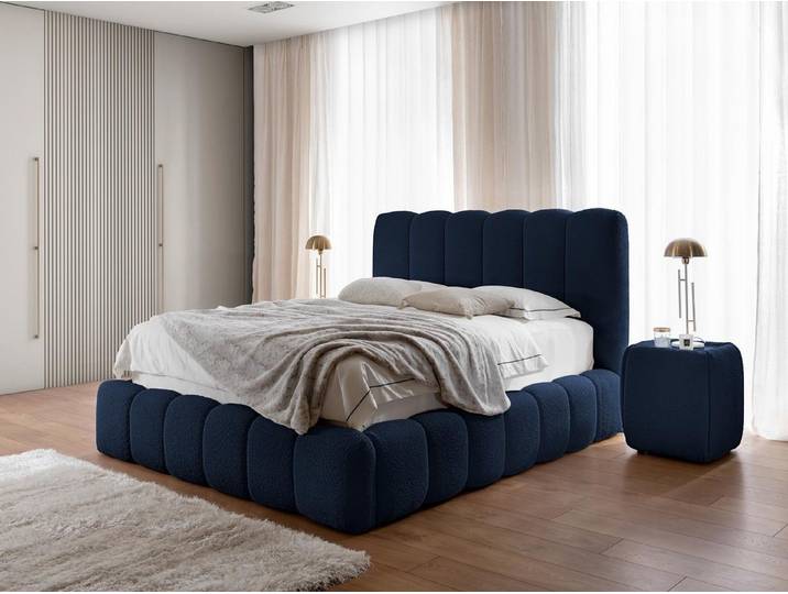 Compleo Polsterbett boucle CONDIS, Wolkenbett, Kopfteilhöhe: 127 cm (exklusives Bett), Nachttische als Option, Bett cloudy, dekorativen Rillen