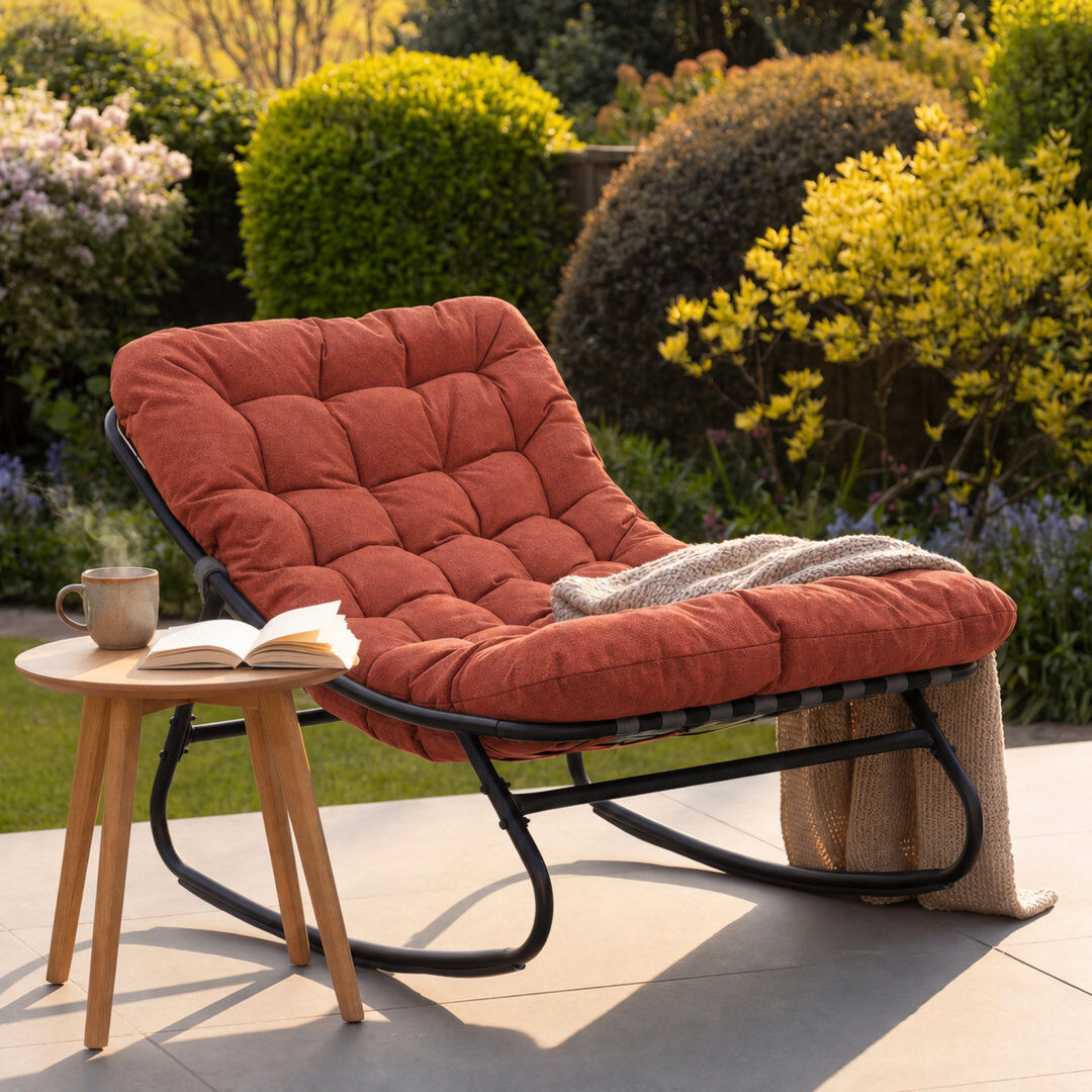 Lark Manor Solace Outdoor Rocking Chair Terracotta Red 74cm H X 78cm W X 101cm D
