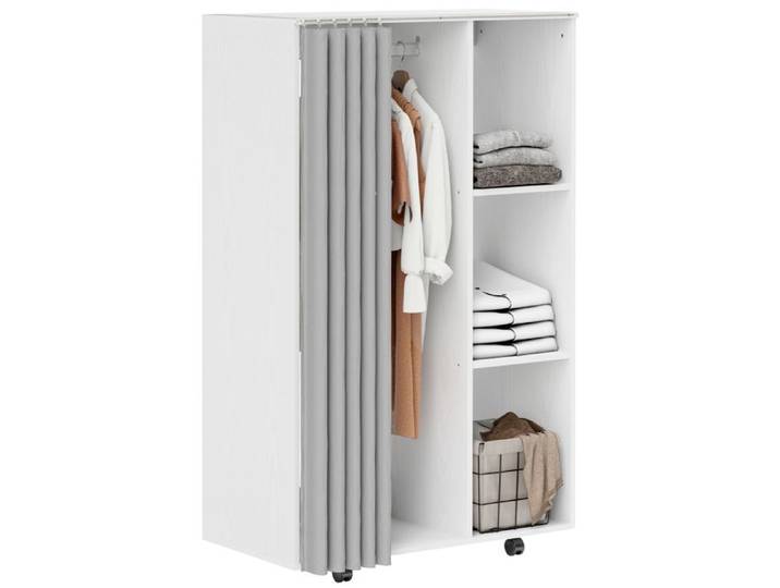 Armoire Penderie Dressing Mobile sur 4 Roulettes avec Tringle et Étagères 80x40x128 cm Blanc