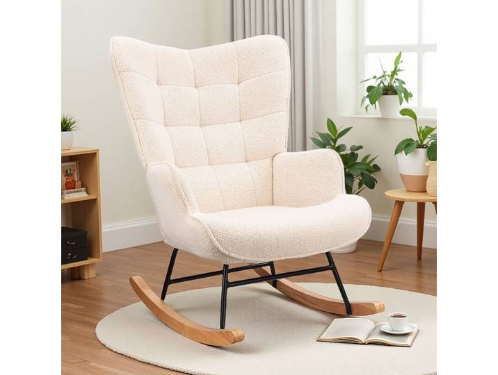 Rosahqnda Chaise à bascule, chaise relaxante, chaise de salon, chaise pivotante rembourrée, chaise longue pour salon, chambre à coucher, balcon