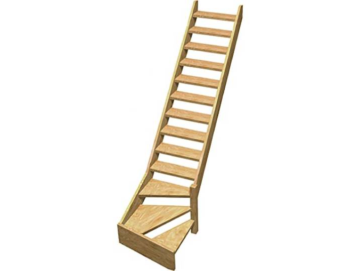 Escalier de meunier 1/4 tournant droit en sapin NORMANDIE