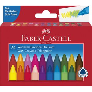 Faber-Castell Wachsmalstifte Dreikant 120024, für Kleinkinder, wasserfest, 24 Stück
