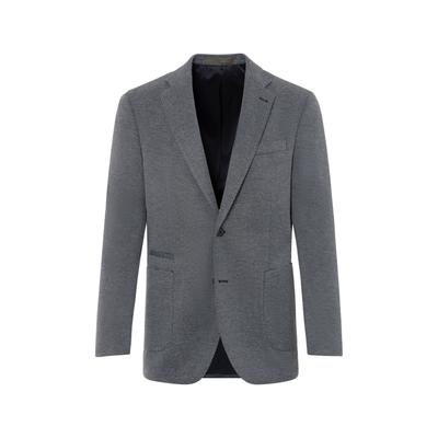 Anzugsakko BENVENUTO. "MATTHEO", Herren, Gr. 106, blau (mittelblau struktur), Obermaterial: 87% Polyester PES. 13% Elasthan EL. Futter: 100% Polyester PES. 100% Polyester PES., meliert, modern fit, V-Ausschnitt, Sakkos, mit Pattentaschen
