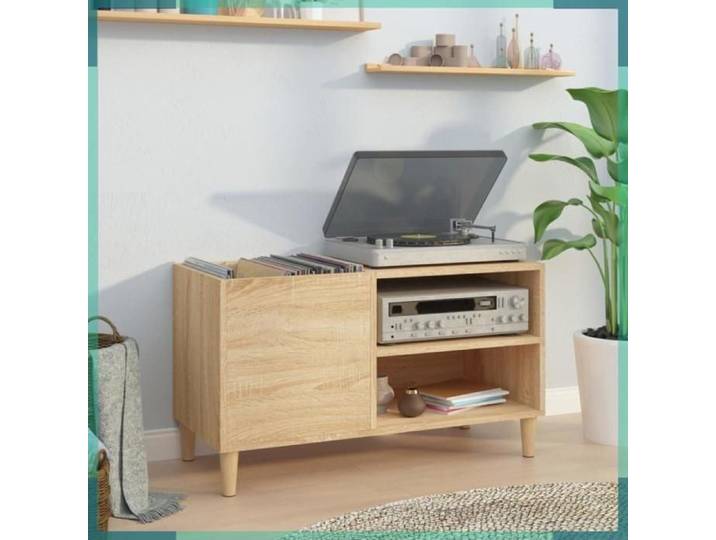 ASHATA Armoire à disques chêne sonoma 84 5x38x48 cm bois d'ingénierie -FHE831944