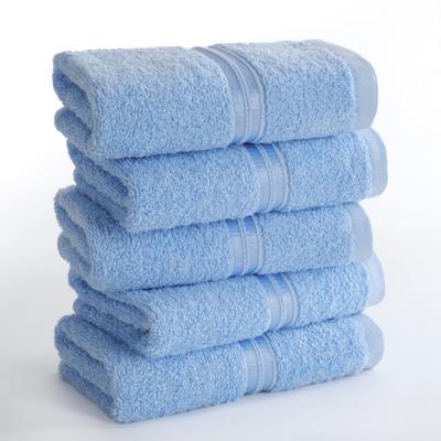 Gaestehandtuecher HAMMETEX "5er Set, 30x50 cm, weich & saugstark, 100% Baumwolle", blau (hellblau), B:30cm L:50cm, Frottier, Frottee, Handtücher, mit Bordüre, einfarbig, Schlaufe, 100% Baumwolle Frottee