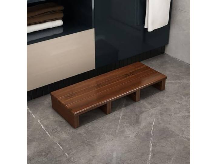 Pounjsd Einstufiger Hocker für Erwachsene, Holz-Tritthocker für Hochbetten, Langer Fußhocker, Massivholz, hölzerner Tritthocker 11CM für Erwachsene und Senioren mit Rutschfester Gummiauflage