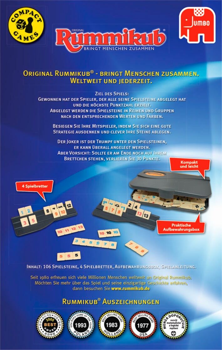 Spiel JUMBO "Rummikub Reise im Etui", bunt, Spiele, Kinder, Spiel