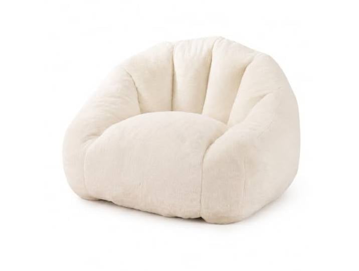 Jastoery Sitzsack Kunstfell XXL Sessel Lounge Wohnzimmer,Cremefarben hochdichter Schaumstoff, weicher Kunstfell-Bezug, stabiler Stand, vielseitig nutzbar, montagefrei