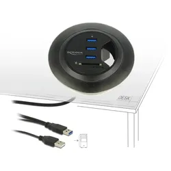Delock HUB USB 3.0 Tisch-Hub 60 mm 3 x USB 3.0 Ports + Card Reader Delock