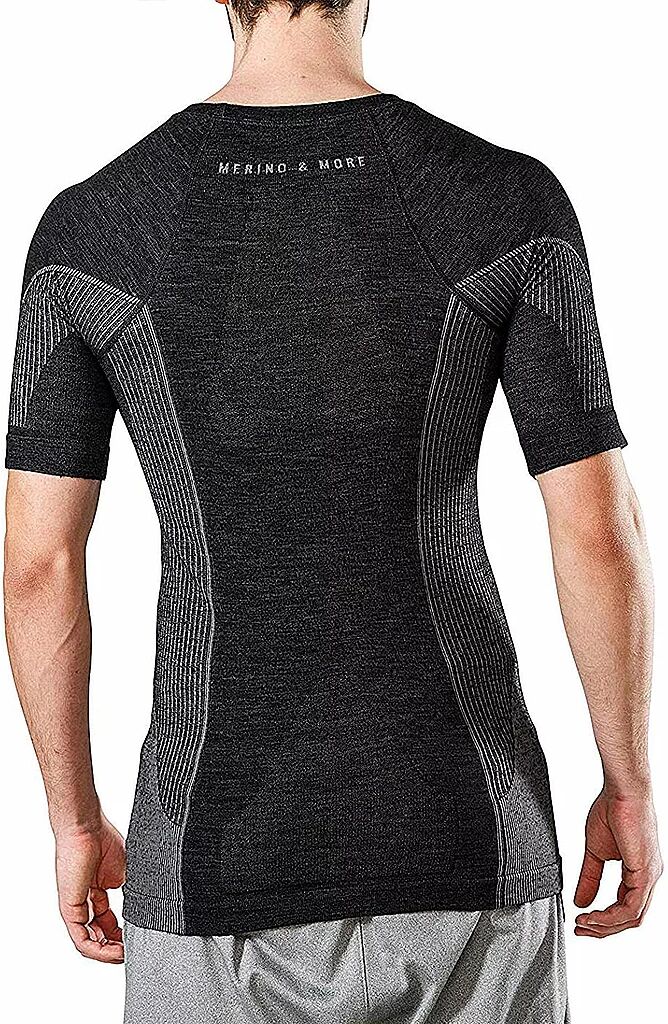 MERINO & MORE Herren Funktionsshirt schwarz   L M