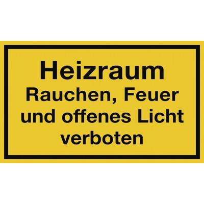 Heizraum Rauchen, Feuer und offenes Licht verboten, Folie, 250x150 mm
