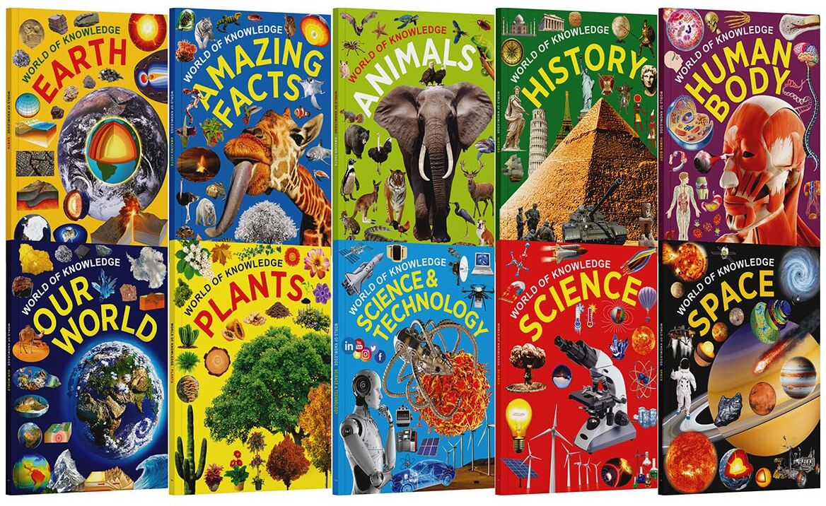 Wilco Books World of Knowledge Encyclopedia For Kids Boxed Set of 10 Books (Earth, Amazing Facts, Animals, History, Human Body and More)