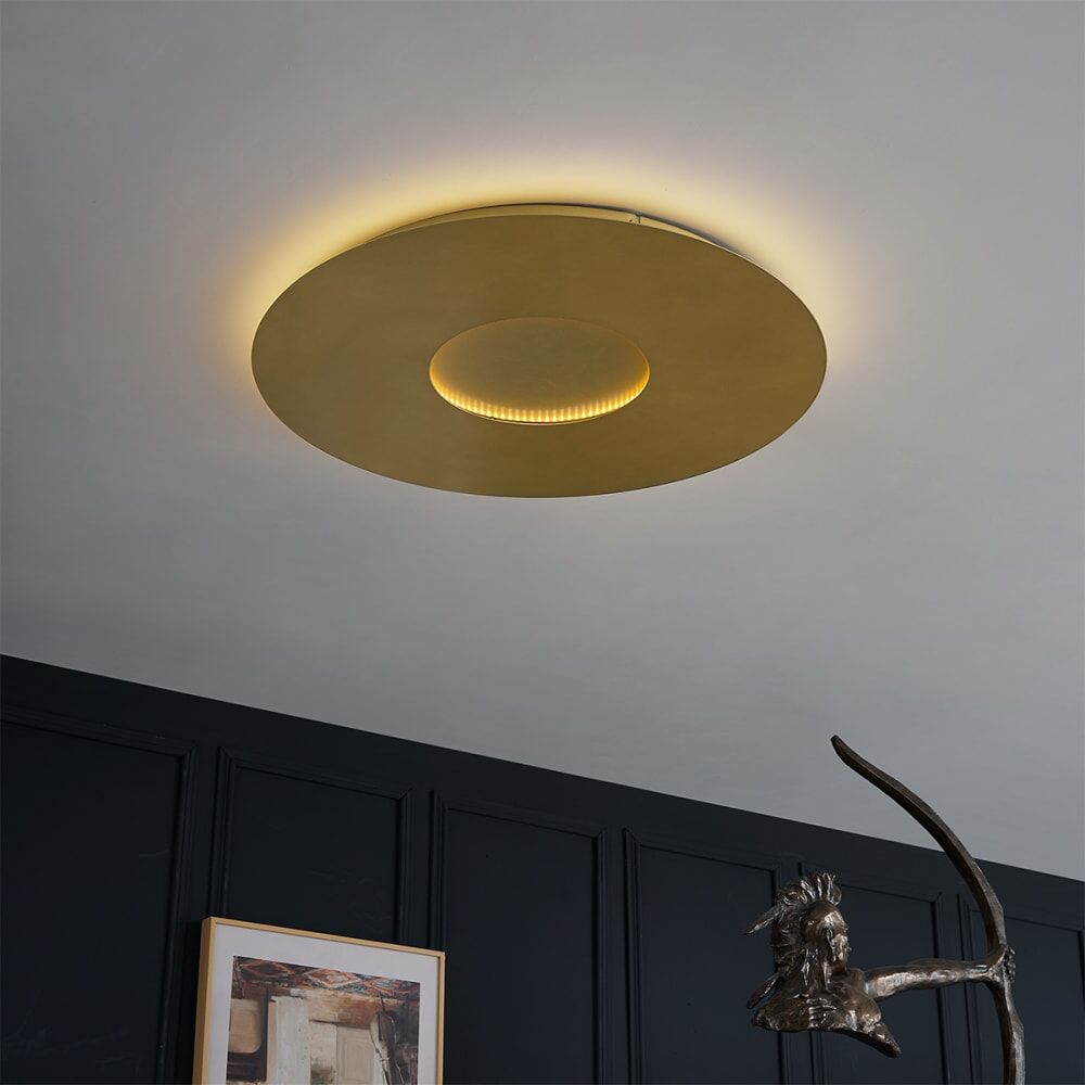 QAZQA Plafonnier moderne or led dimmable 60 cm Doré 60x4x60cm