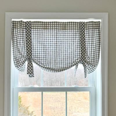 VHC Brands Gray Gables Check Roman Valance