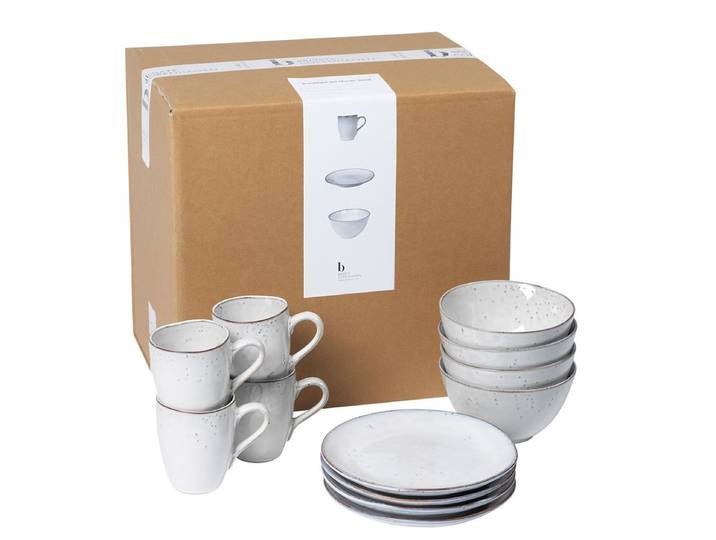 Broste Copenhagen Frühstücks-Set Copenhagen NORDIC SAND Frühstücksset 12tlg, Nordic Sand Frühstücksset für vier