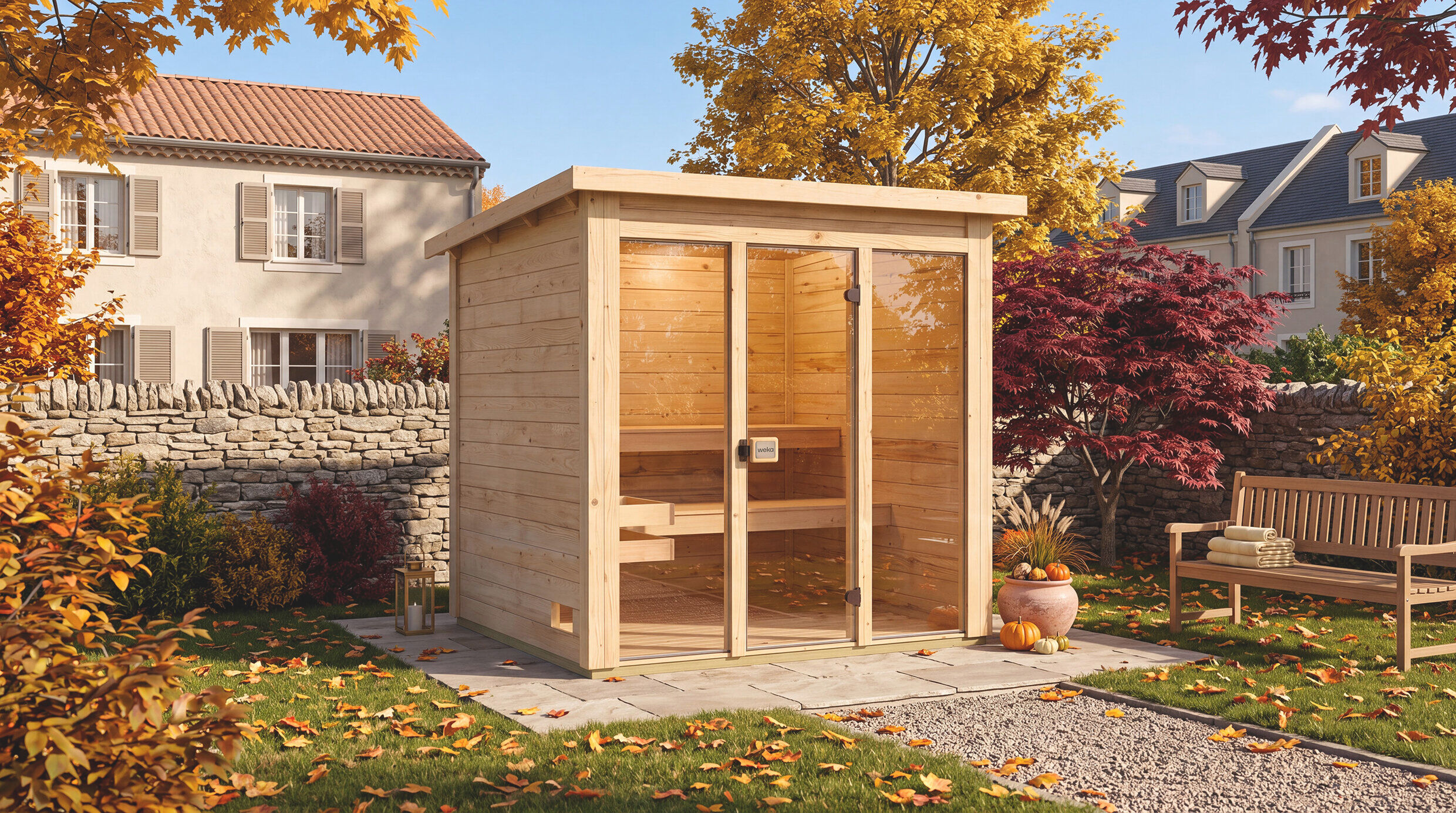 Saunahaus WEKA "Kaapi 3", braun (natur), Saunaofen, integrierte Steuerung, 9 kW, Saunen, verschiedene Varianten