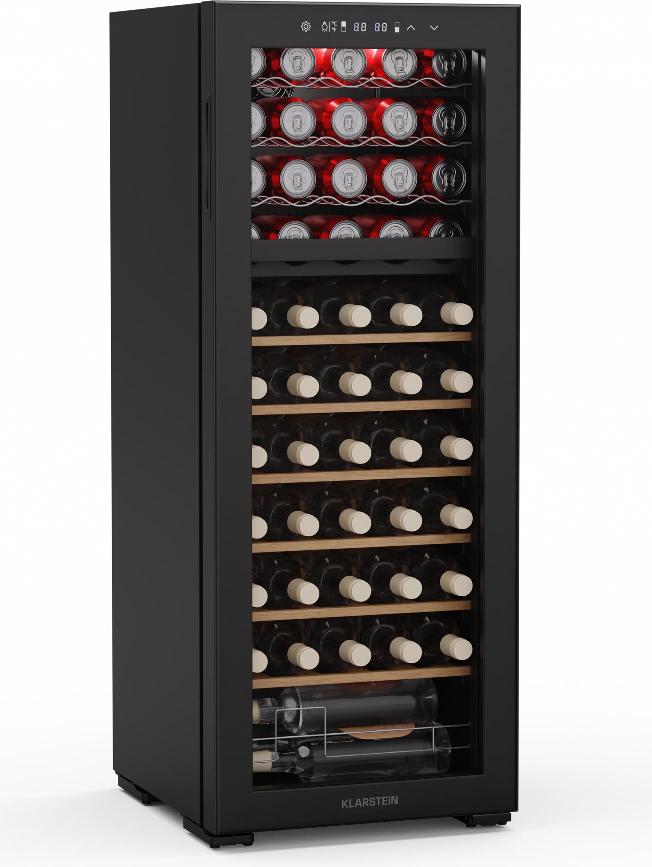 Klarstein Bovella 55 Duo+ Weinkühlschrank - 55 Flaschen, 2 Zonen, 5-18°C, Touch-Bedienung, LED-Beleuchtung, UV-Schutz, Freistehend, Weinklimaschrank
