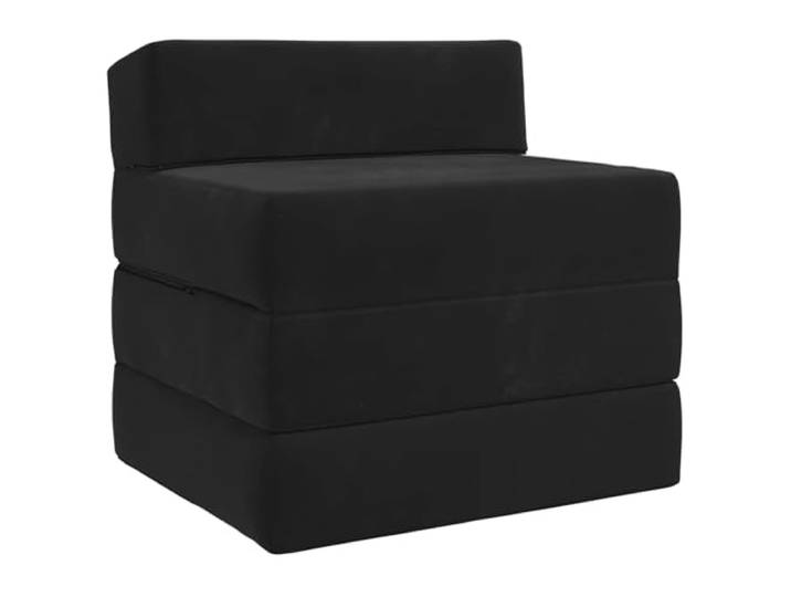 Coespram Klappsofa 1-Sitzer 70x60x63cm Faltbare Schlafmatratze Schwarz Vielseitiger Sessel und Bodenmatratze aus schwarzem Samt für Gästezimmer, Schlafzimmer oder kleine Wohnräume.