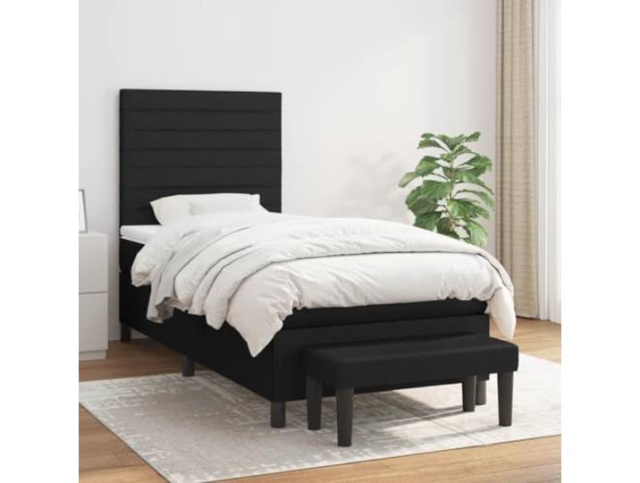 RJPLMFV Lattenrost und Matratze, Schwarz, 80 x 200 cm, Stoff Verstellbarer Kopf, Taschenfedern, mittlere Unterstützung, Bettbank