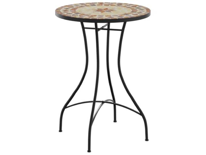 PHGTYUK Mosaik-Bistrotisch Ø50x70 cm Keramik Terrakottarot Weiß Mediterranes Mosaik-Design, pflegeleichte Keramikplatte, pulverbeschichtetes Eisengestell, Innen- und Außenbereich