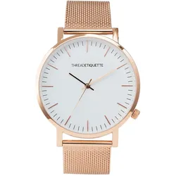 THREAD ETIQUETTE - CLASSIC - silver mesh / white face timepiece / 42 MM