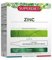 Superdiet Zinc 20 Unités - Boîte 20 ampoules de 15 ml