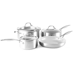 Greenpan Venice Pro Evershine - 7-teilig, Pfannenset + Topfset, Silber
