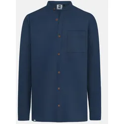 Hanseheld Stehkragen-Hemd Herren Navy-Blau Baumwolle GOTS Organic