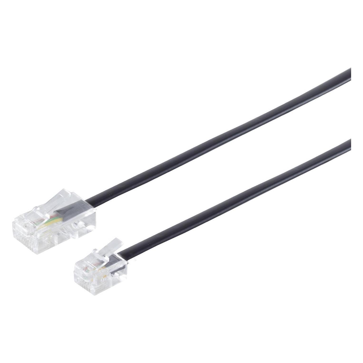 Tecline Modular-Anschlusskabel, RJ11 St. (6P4C) / RJ45 St. (8P4C), schwarz, 15,0 m Zum Anschluss von Telefon (74315)