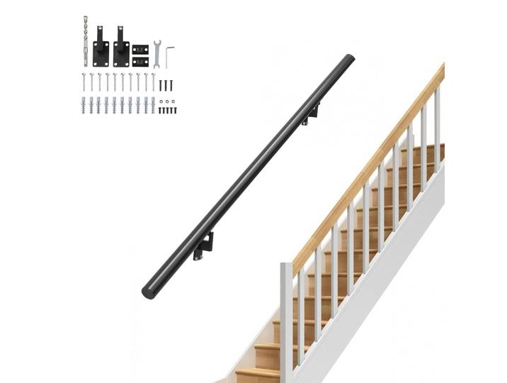 SucceBuy 4/5/7/12 pieds balustrade d'escalier 440 LBS main courante d'escalier murale avec kit d'installation pour escaliers extérieurs
