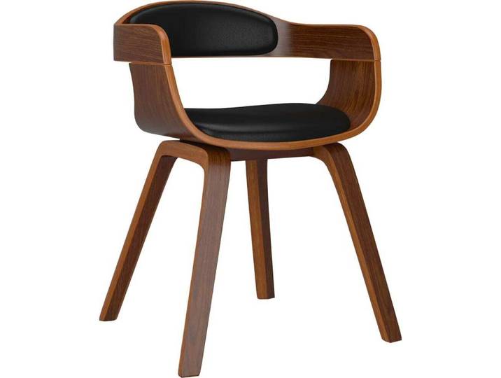 vidaXL Chaise de salle à manger noire bois courbé et similicuir