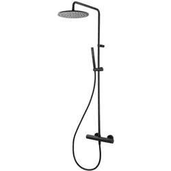Herzbach Deep Black Duschsäule 23.988250.1.12 mit Brause-Aufputz-Thermostat, schwarz matt